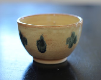 Yellow and blue ceramic bowl, handmade