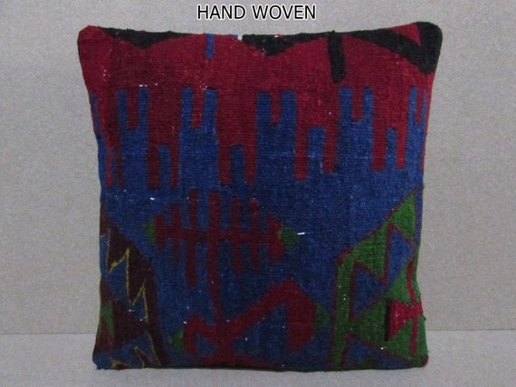 16x16 style kilim pillow red throw pillow by DECOLICKILIMPILLOWS