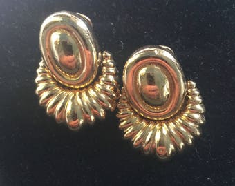 Pair of Christian Dior clip on hoops in gold plate circa 1980