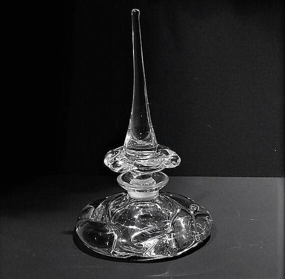 Molded Glass Czech Perfume Bottle Art Deco 1920s 1930s Crystal Glass Made Czechoslovakia Antique Vintage Vanity Cologne Bohemian