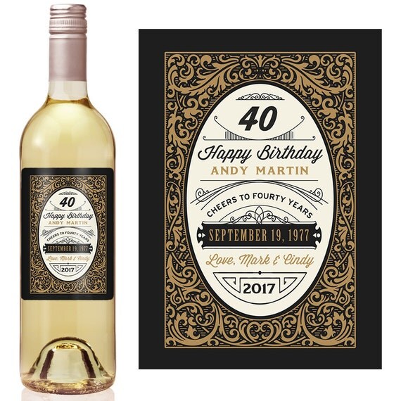 Any Age Birthday Gift Custom Wine Label 40th birthday Birthday