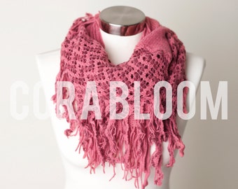 SCARF, Infinity Scarf, Tassel Scarf, Blue Tassel Scarf, Pink Scarf, Knit Scarf, Fashion Scarf, Winter Scarf, Scarfs, Scarves, Fashion