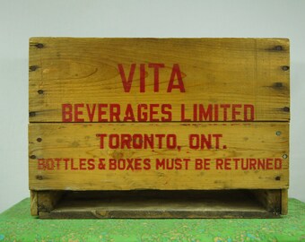 RESERVED Antique - VITA Beverage Crate - Wood Soda Crate - Pop crate - Vita Soda Pop Carrier - TORONTO