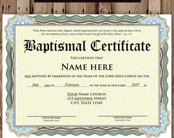 Editable Baptism CERTIFICATE Template PDF Adobe Reader