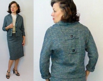 1950s Suit / 50s Suit / Skirt Suit / Wool Suit / Tweed Suit / 1950s Wool Suit / 50s Wool Suit / Skirt & Jacket Set / Jacket Skirt Set / W25"