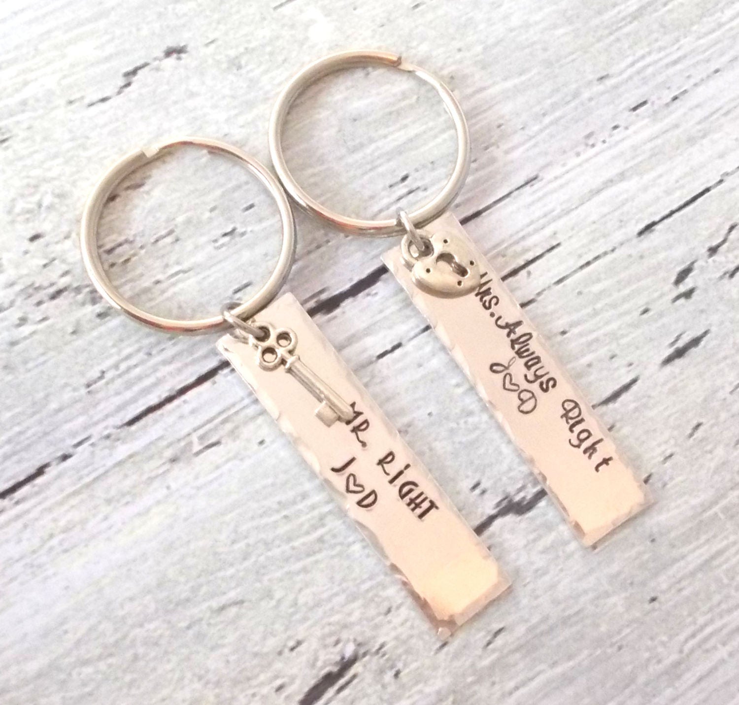 Personalized Couples Keychain Set Mr Right Mrs Always 6857