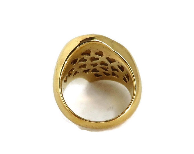 Vintage Gold Plated Sterling Silver Heart Ring, Size 6.5