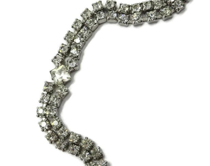 Vintage Rhinestone Tennis Bracelet | Signed Kramer Jewelry | Double Row Rhinestone | Bridal Jewelry