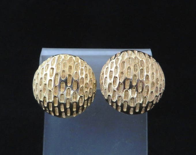 Button Earrings, Vintage Earrings, Honeycomb Clip-on Earrings, Signed Trifari Jewelry, Gift for Her