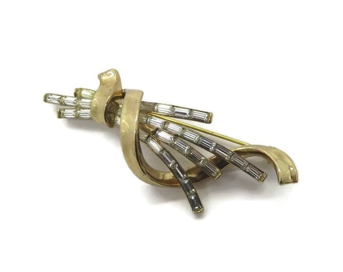Vintage Brooch - Baguette Rhinestone Vintage Estate Pin, Gift Idea
