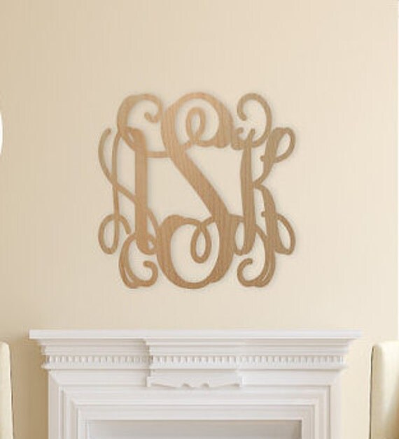 Wooden Monogram Wall Hanging Monogram wall decor Unpainted