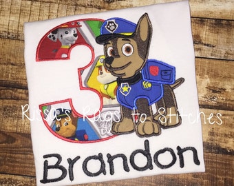 Chase Paw Patrol Birthday Shirt #1-9
