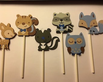 Woodland Cupcake Toppers Boy