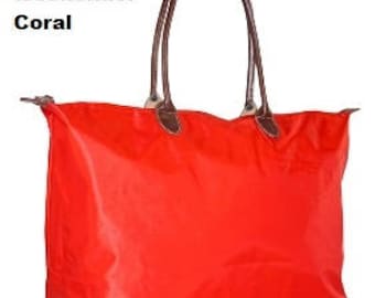 Monogrammed Weekend Travel Bag in Coral Includes monogram GREAT Gift or Bridesmaid gift more colors available see other listings