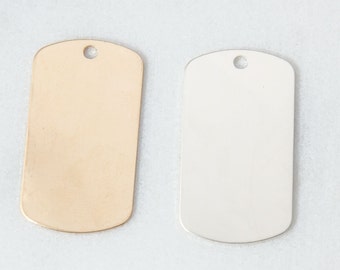 Large Dog Tag Stamping Blank, 22 GAUGE, Sterling Silver OR Gold Filled Military Dog Tag, Military Jewelry, Charm Necklace, ST105QR