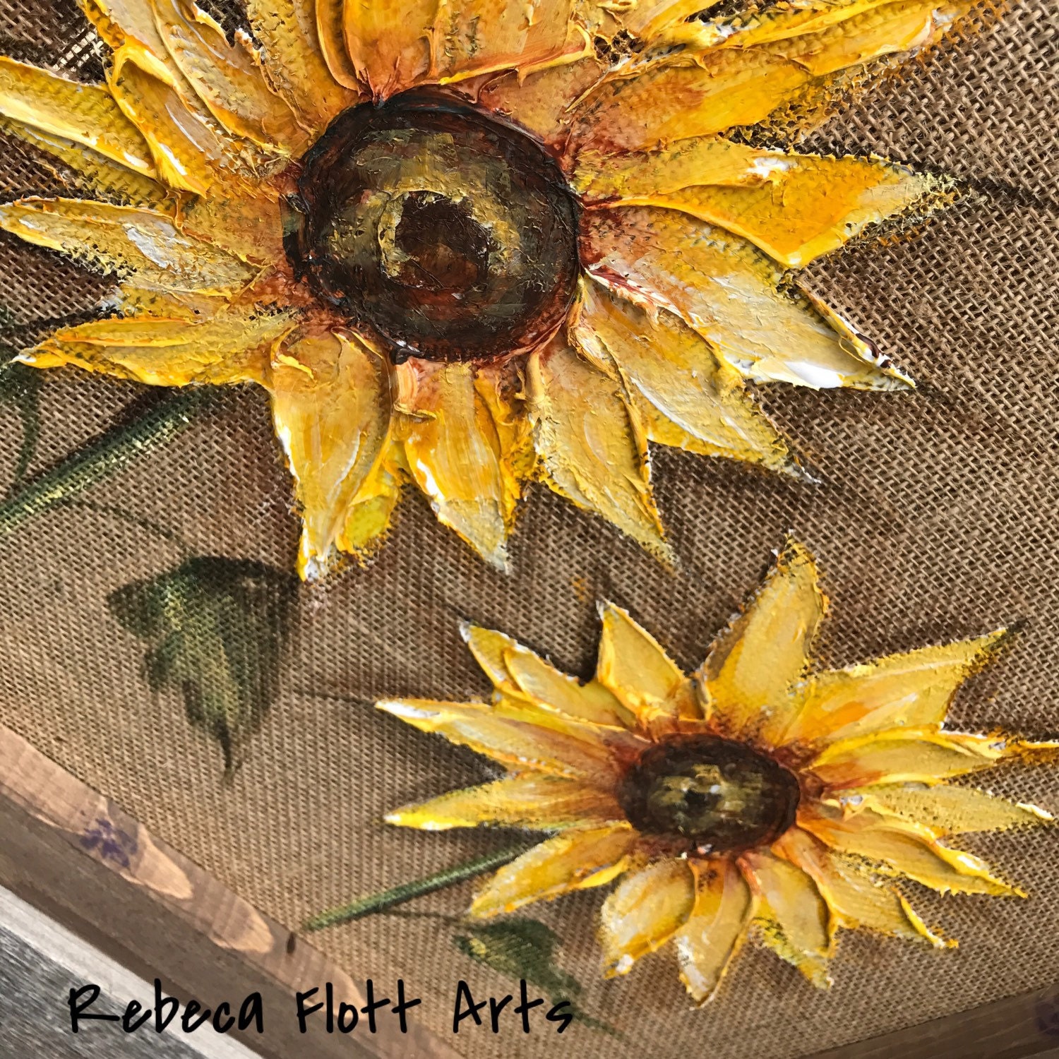 Sunflowers on burlap set of two rustic wall art farmhouse