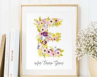 Baby girl gift, Personalized printable, Baby name wall art, Baby girl name sign, Name print, Nursery letters girl, Wall decor Name art, PDF