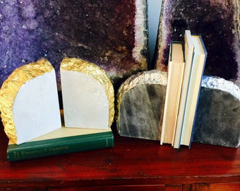 striped marble bookends