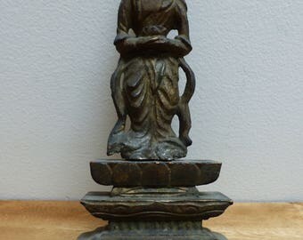 Antique 19th Century Nepalese Wood Bodhisattva Figure