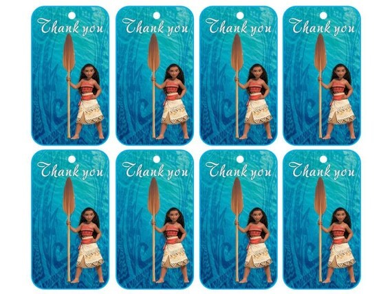 Moana Vaiana Disney Thank you Tags Bottle Scrapbooking Party Printable ...
