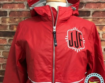 FREE SHIPPING-Monogrammed Charles River Rain Jacket - Monogrammed Rain Coat - Monogrammed Rain Jacket - Monogrammed Jacket-Valentine's Gift