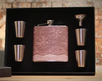 5 Personalized Flasks, Bridesmaid Gift, Custom Gift