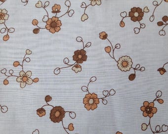 Fat quarter of vintage brown and White floral fabric