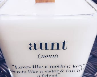 NEW Aunt Message Soy Candle~ 12oz Soy Candle~Bridesmaids Gifts~Bridal Party Gifts~Aunt Gifts~Baby Shower Thank You Gift~Aunt Wedding Gift