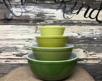 FULL SET - Vintage Pyrex Verde Mixing Bowl Set