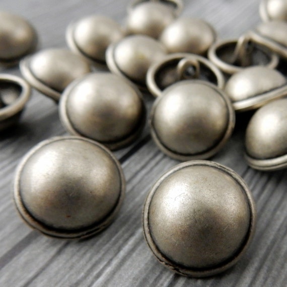 Hammered Dome Metal Buttons Antique Silver Button 5/8