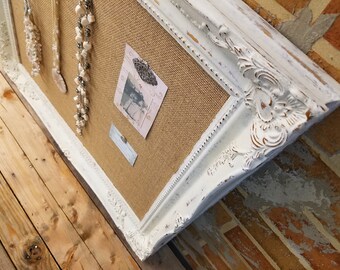 Framed cork board - shabby chic decor - large pin board
