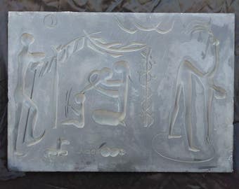 7 Old Mid Century Modern Modernist Judaica Slate Plaques Architectural Sculpture