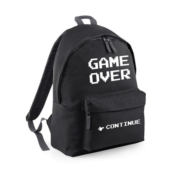 Game Over Backpack Video Game RuckSack Retro Gaming Bag Pixel