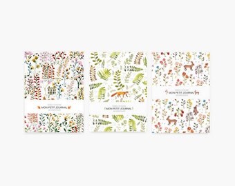 Set of 3 notebooks, journal, diary, notes,flowers, fox, rabbit, stationery, set of 3 notebooks, vintage pattern, notebook, christmas gift