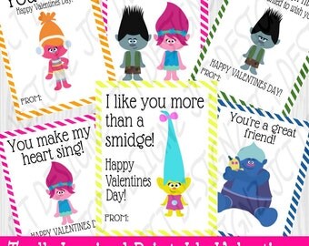 Trolls Inspired Valentines, printable valentine, instant download, cute trolls valentines, trolls valentines, jct designz, poppy, branch