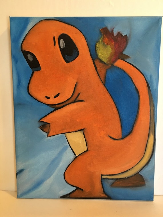 Original oil painting theme Charmander Pokemon