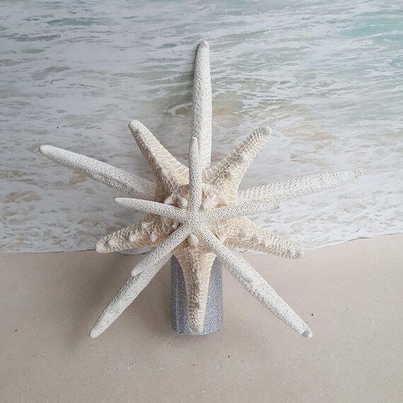 SALE Starfish Tree Topper Natural Gold or Silver Glitter