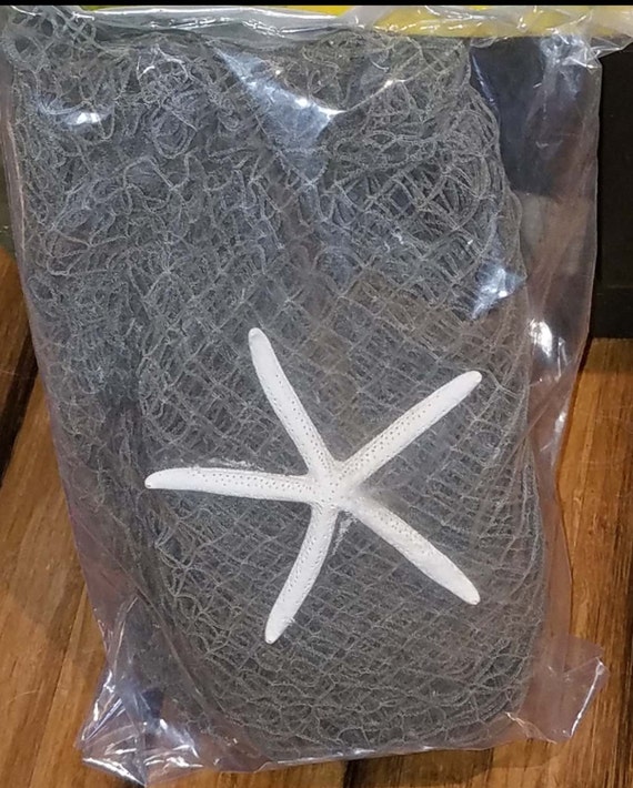 Bulk Fish Net with White Finger Starfish 5x10 Brown