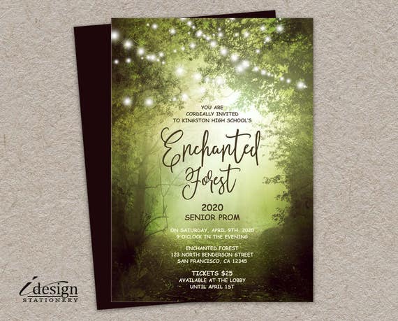 Enchanted Forest Prom Invitation With String Lights