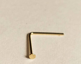 Real gold TinyNoseStud - Small Nose Stud - real gold - 14k solid gold - 1.0mm Flat Disk - 24 Gauge - Nose Stud - Nose Ring- will never chan