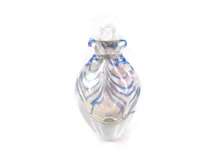 Art Glass Perfume Bottle | Hand Blown Murano with a Blue Swirls and Gold Speckles Teen