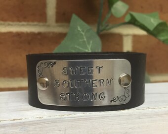 Sweet Southern Strong Leather Cuff