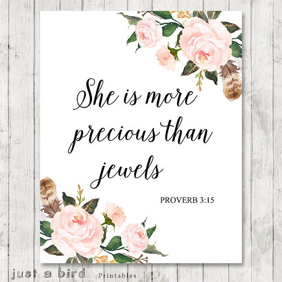 She is more precious than jewelsBible versenurseryd decor