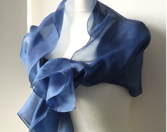 indigo scarf indigo silk scarf blue scarf blue silk scarf eco friendly scarf blue indigo scarf hand dyed scarf eco dyed scarf