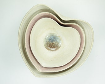 Set bowls, 3 Serving Bowl, ceramic bowl, small bowl, ceramic dish, Heart bowls, set of three bowls, wedding gift, housewarming gift