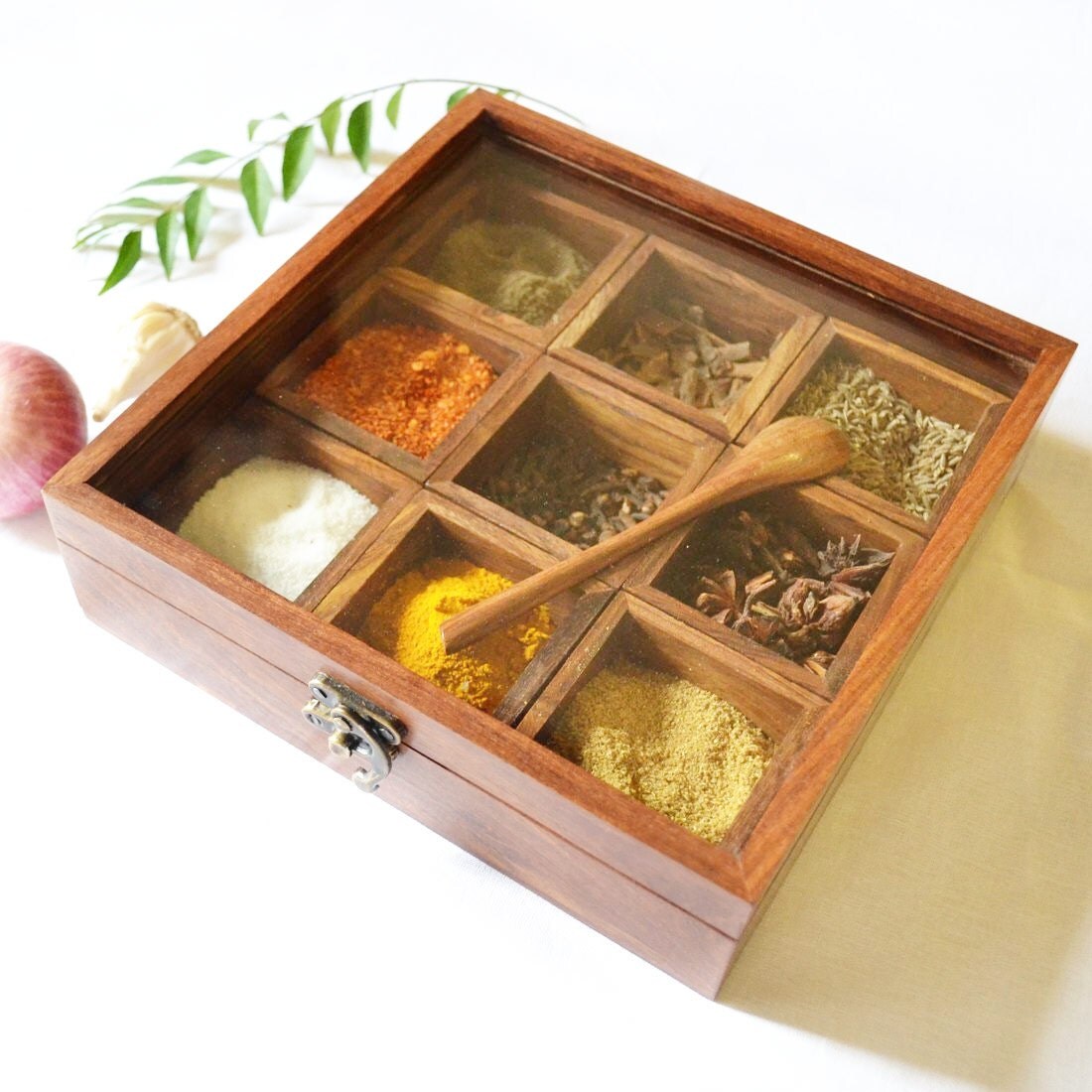 Spice Box Wooden Spice Box Sheesham wood SpiceBox indian