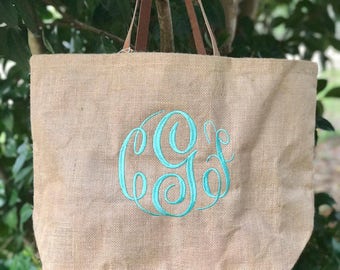 SALE!!!!!! 19.98 !!!!! Monogram Jute Tote Bag, MudPie Brand, Bridesmaid gifts, Monogram