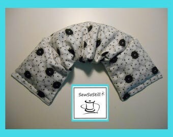Organic Cotton Heating Pad, Microwavable, Organic Flax Seed Heating Pad, Organic Flannel, Neck Warmer, Sunny Heat Pack, Black White Sheep