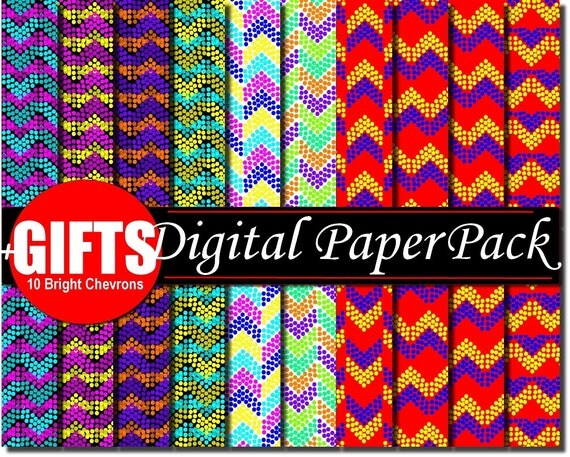 Digital paper Mosaic Art deco Digital Paper Chevron digital paper Background pattern multi color Purple Blue scrapbook mosaic design print