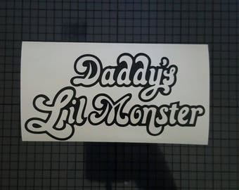 DC Comics Decal - Harley Quinn Daddy's Lil' Monster Shirt Design - 16 colors & Multiple Sizes